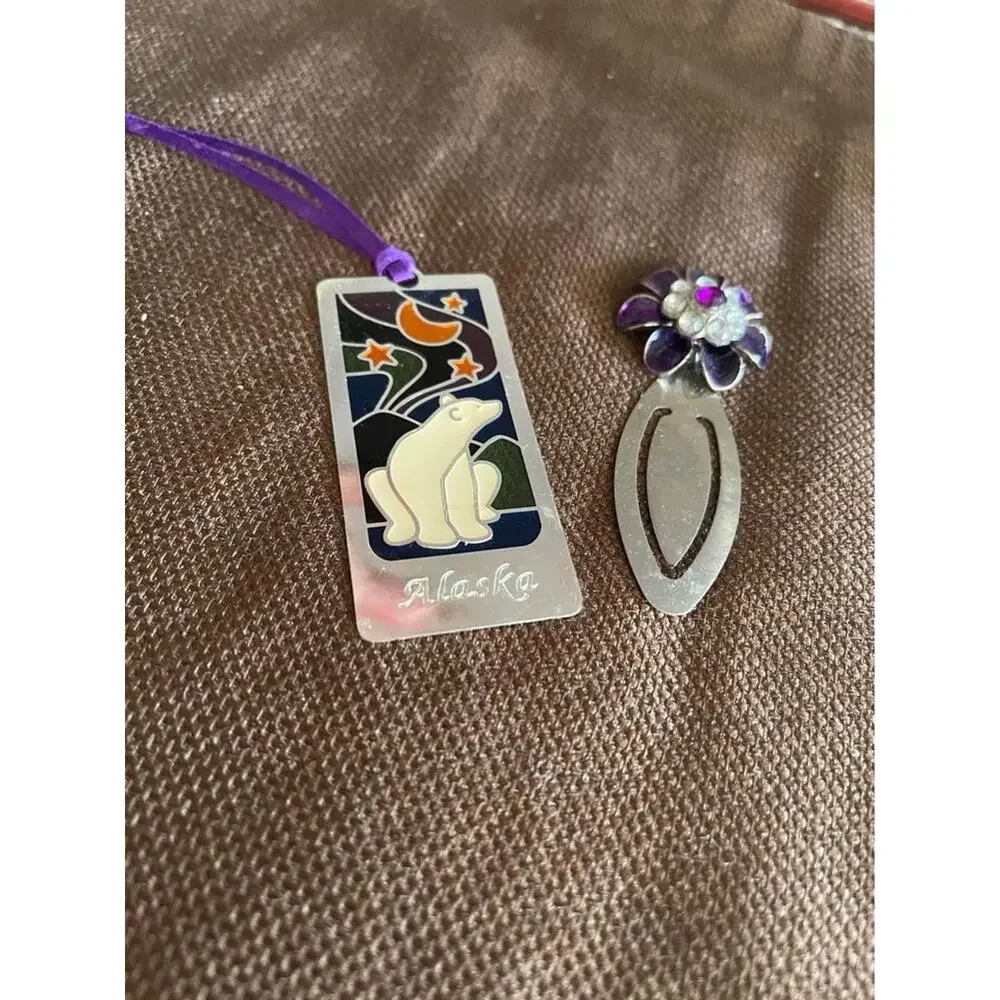 bookmarks x2 alaska and purple rhinestones